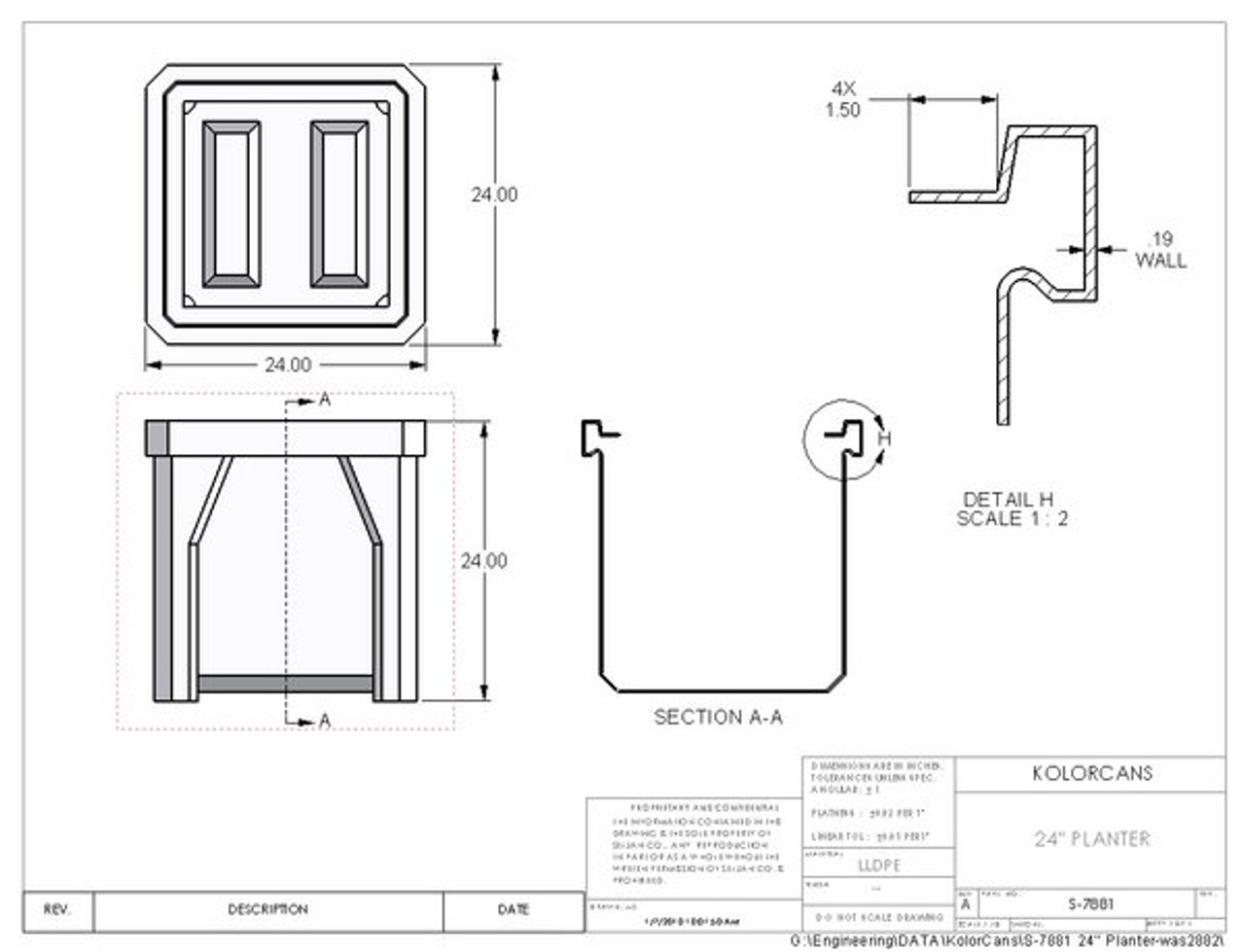 24 inch Planter Drawing