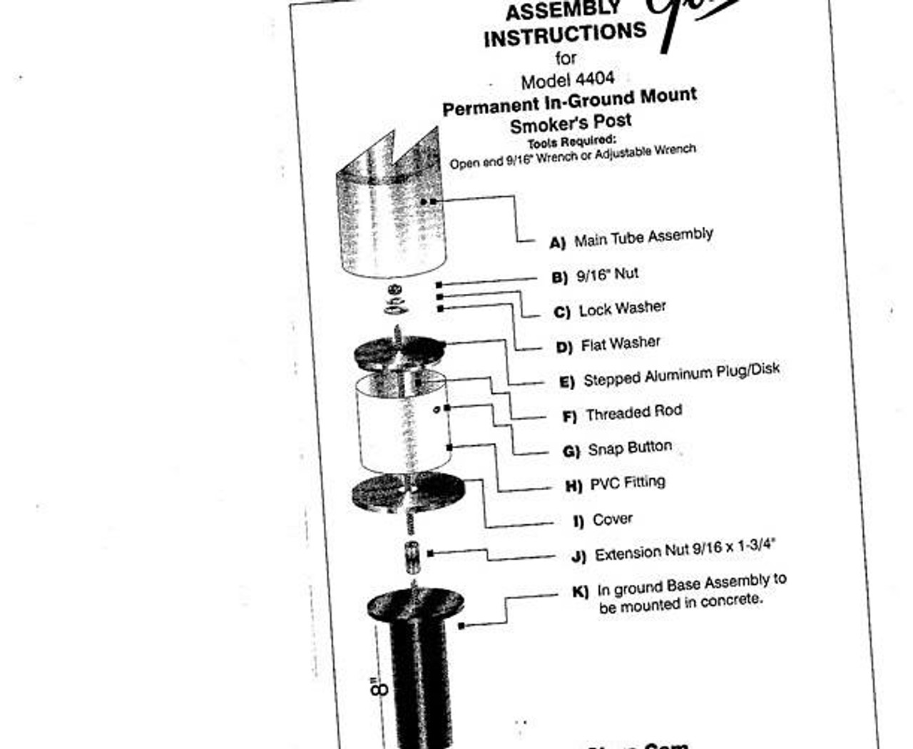 Permanent In Ground Mounting Kit Instructions