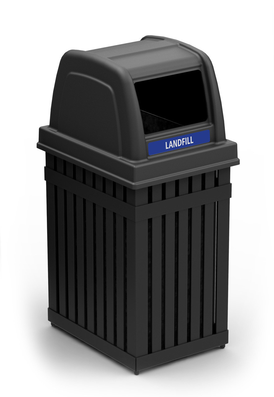 25 Gallon Parkview Single Outdoor Trash Can or Recycling Container Rectangle Opening for Landfill