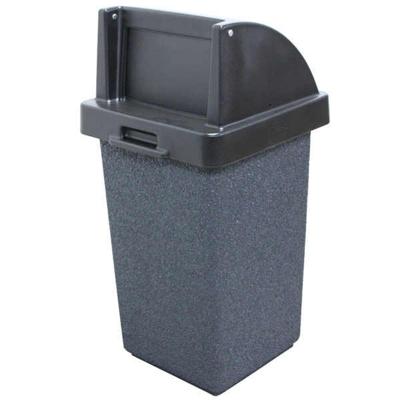 30 Gallon Concrete Pool Deck Trash Can with Push Door Lid and Tray