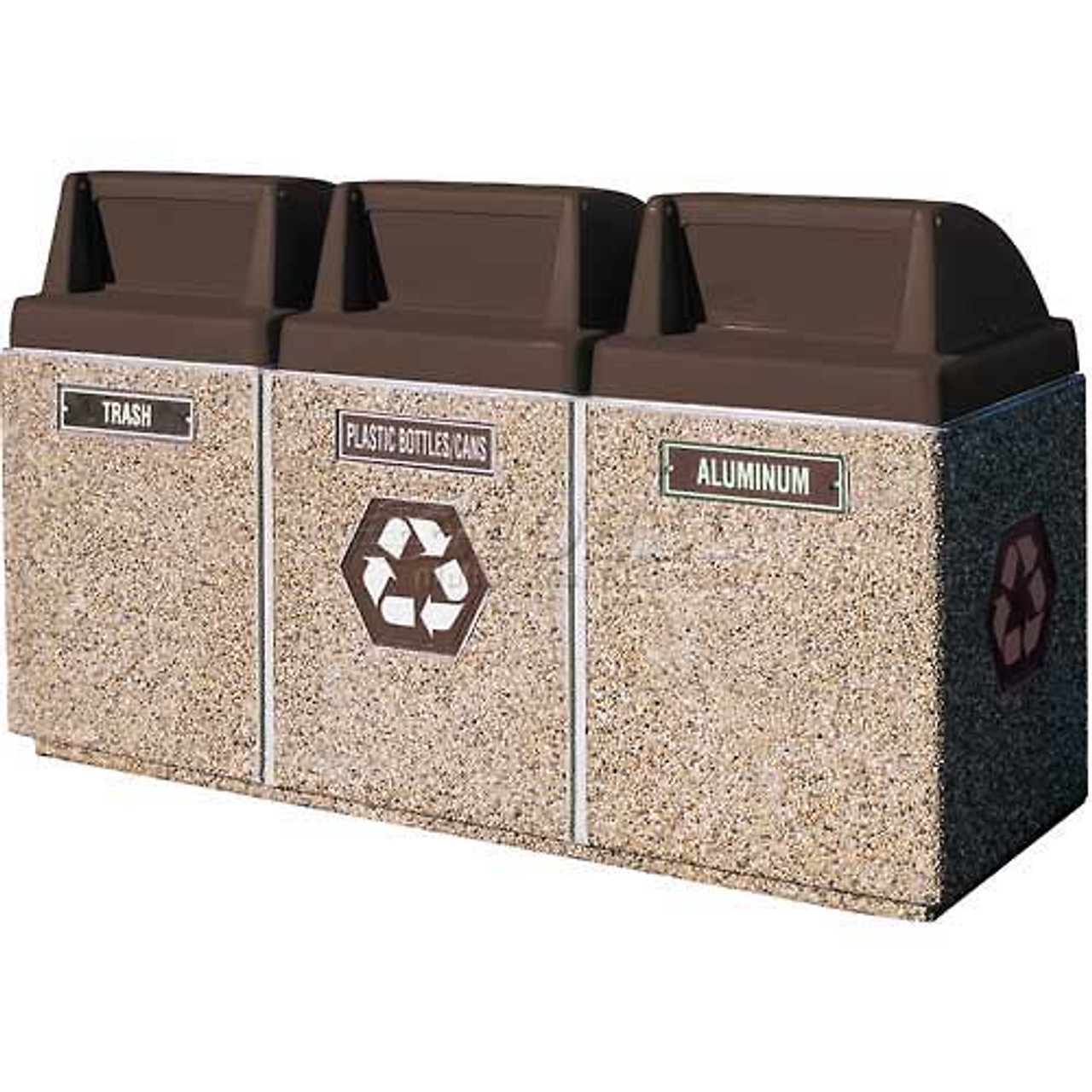 Wausau Tile Push Door Top 30 Gallon Concrete Trash Receptacle - TF1015, Exposed Brown (e25)