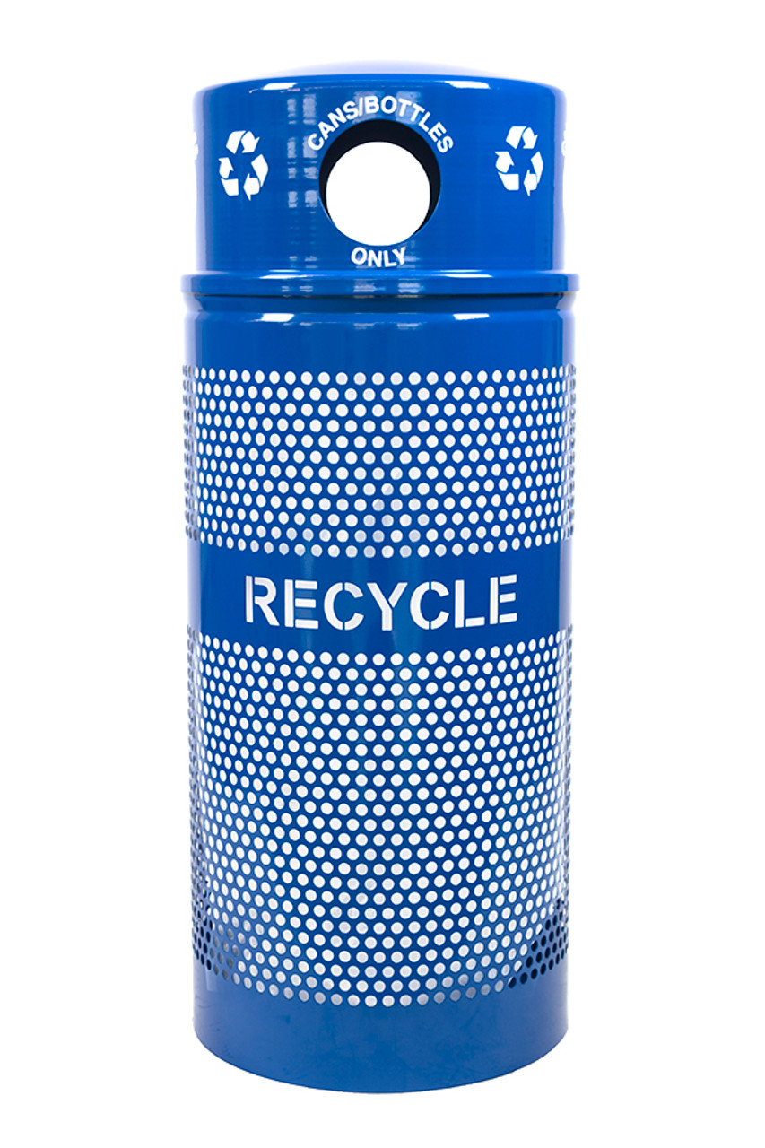 34 Gallon Recycling Bin for Cans/Bottles RC-34R DM CANS RBL with Anchor Kit