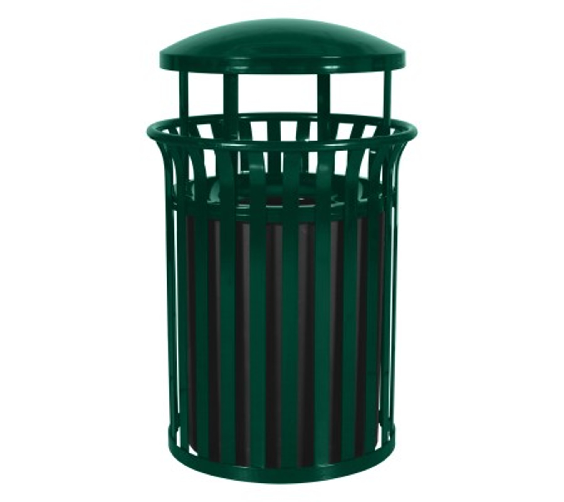 37 Gal. SCD2633HGR Streetscape Covered Trash Can Green Gloss