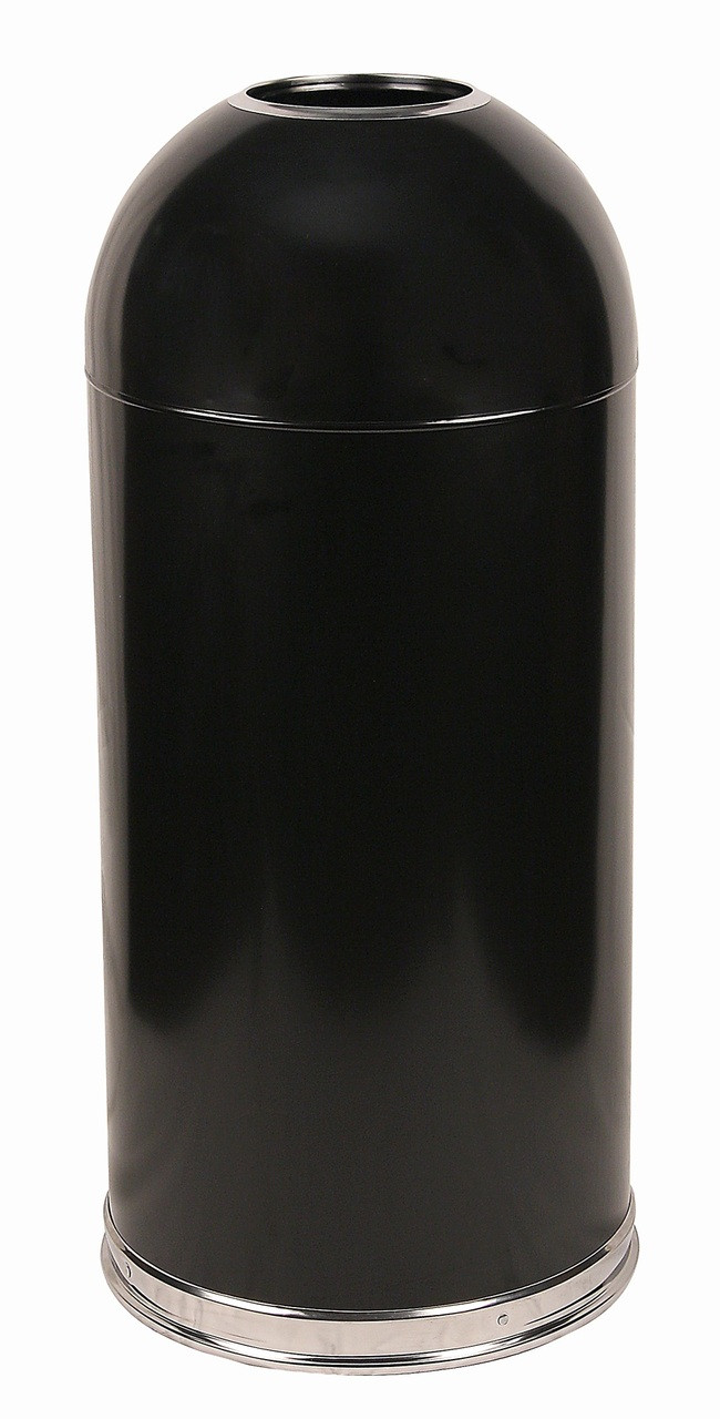 15 Gal. Metal Open Dome Top Trash Can 415DTBK Black