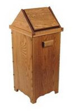 Amish Made Large Oak Flip Top Wood Trash Bin