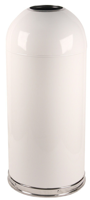 Metal 15 Gallon Open Dome Top Trash Can White