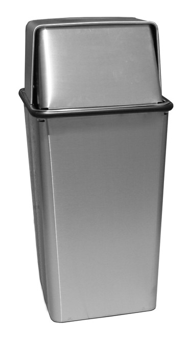 21 Gal. Metal Stainless Steel Square Push Top Trash Can 21HTSS