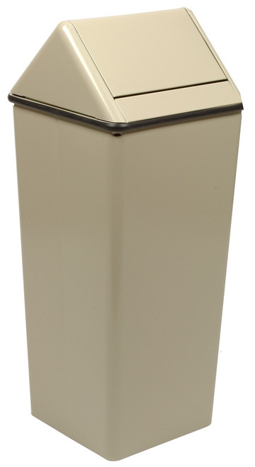 Metal 21 Gallon Swing Top Square Waste Receptacle 1411HT Almond