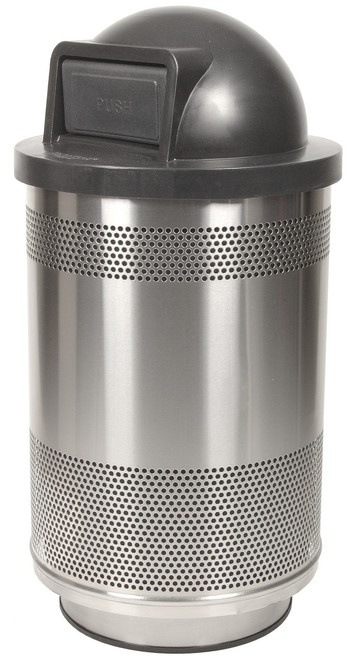 35 Gallon Stadium Series Stainless Steel Trash Container SC35-01-SS with Dome Top