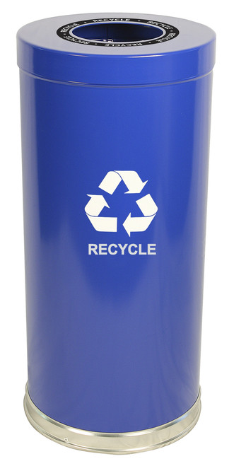 24 Gallon Metal Multi Recycling Container Blue 1 Opening