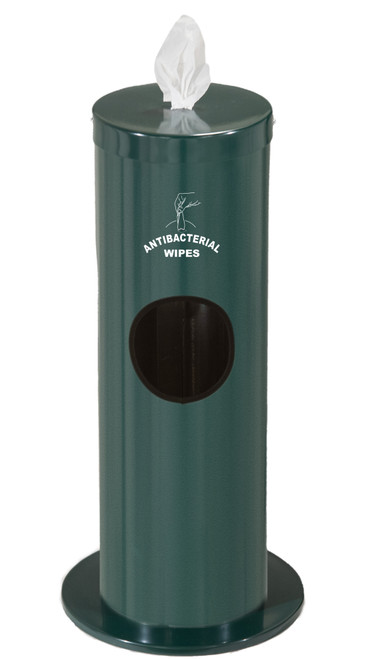 2 Gallon Floor Standing Antibacterial Wipes Dispenser with Message F1029-S HUNTER GREEN