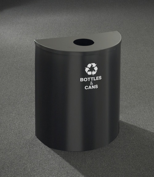 29 Gallon Half Round Recycling Can Hinged Lid Satin Black