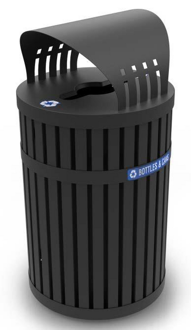 45 Gallon 72840199 Parkview 3 Covered Recycling Bin for Outdoor Use