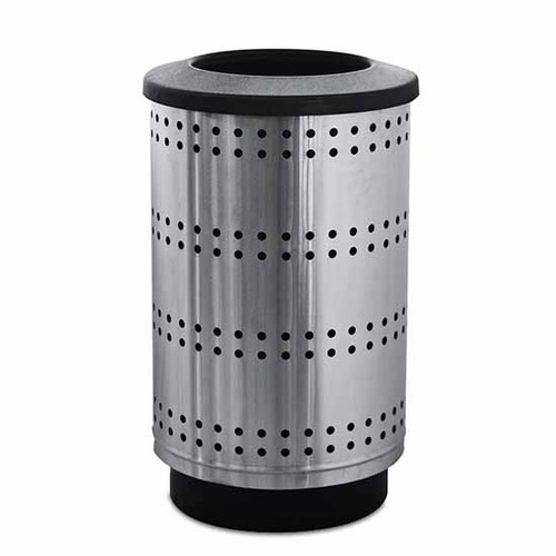 35 Gallon Paramount Perforated Stainless Steel Trash Container PC35P Flat Top