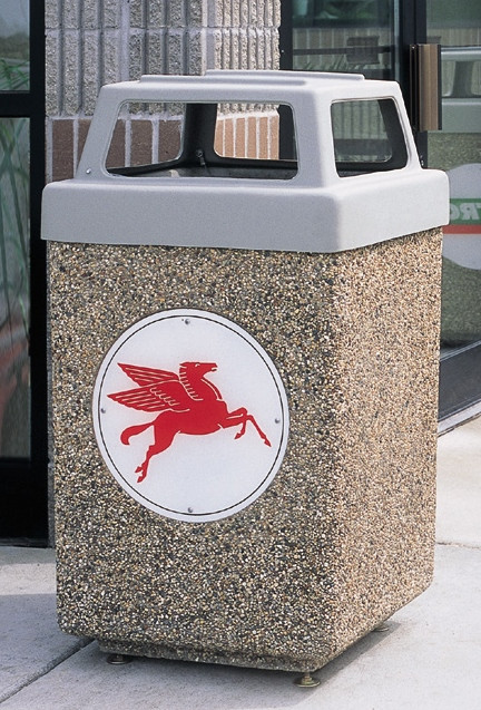 53 Gallon Custom Logo Concrete Square Outdoor Trash Can CLTF1040 with Silkscreen Logo