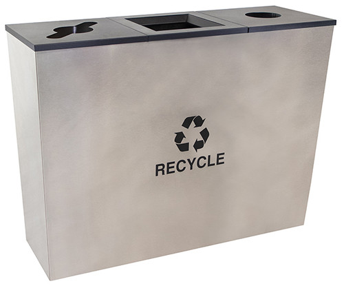 54 Gallon Stainless Steel 3 Stream Metro Collection Recycling Bin RC-MTR-3 SS