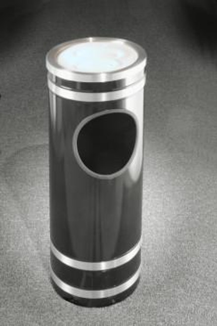 Monte Carlo Ash Trash Receptacle Sand Cover Top Satin Aluminum Cover and Bands