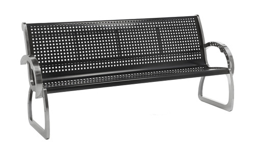 6 Foot Skyline Black Bench with Stainless Steel Sides 725101