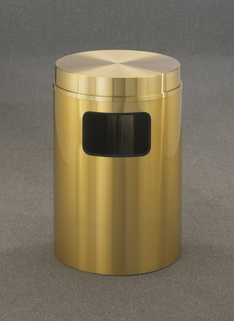 Brass Flat Top Trash Can w/Plastic Liner C2066BE