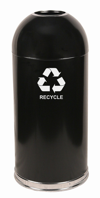 15 Gallon Steel Open Dome Top Recycling Trash Can 415DTBK-R Black