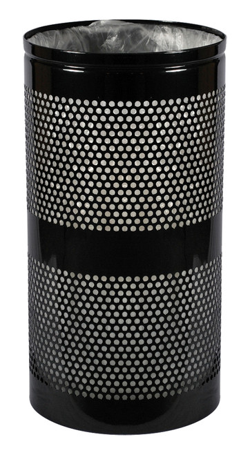 34 Gallon Mesh Trash Can WR-34R BLACK GLOSS with Anchor Kit