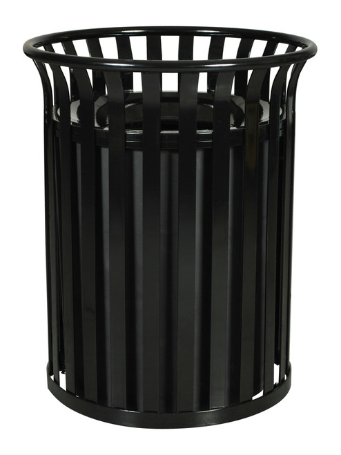 37 Gallon SC-2633 BLK Streetscape Trash Can Black Gloss