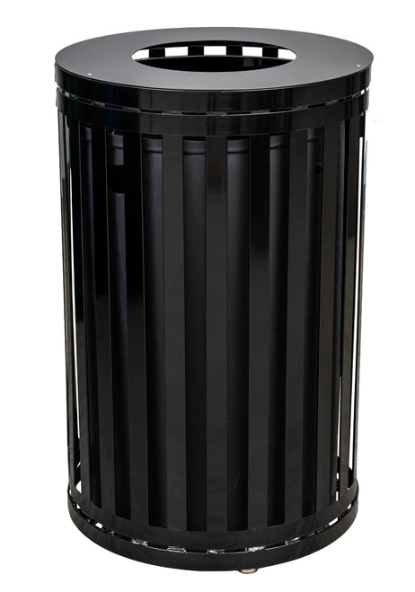 Parkview Black and Stainless Steel Trash Container, 25-Gallon Round, Canopy  Lid