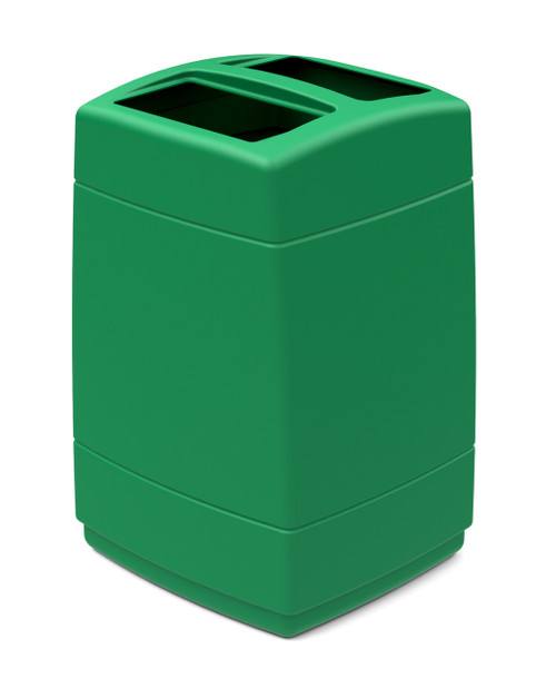 55 Gallon 2 Opening Square Plastic Outdoor Garbage Can Green