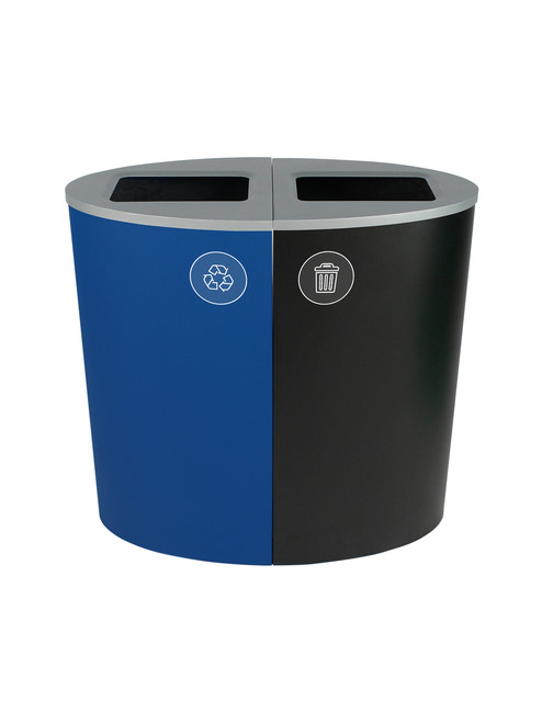 44 Gallon Spectrum Ellipse Dual Trash Can & Recycle Bin Blue/Black 8107076-44