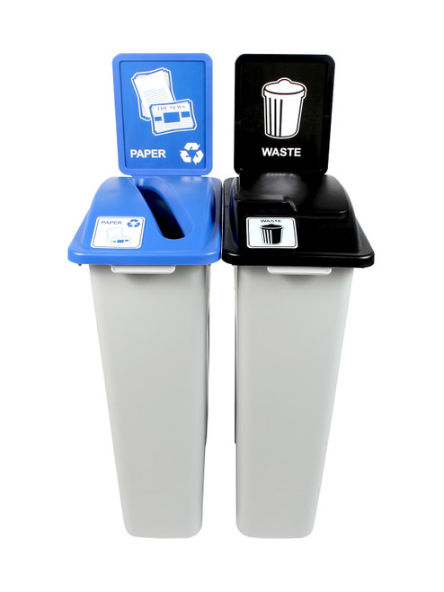 46 Gallon Simple Sort Skinny Trash Can Recycle Bin Combo 8105042-35 (Slot, Waste Lift Lid Openings)