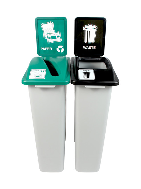 46 Gallon Simple Sort Skinny Trash Can Recycle Bin Combo 8105043-34 (Slot, Waste Openings)