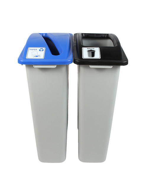 46 Gallon Simple Sort Skinny Trash Can Recycle Bin Combo 8105033-34 (Slot, Waste Openings)