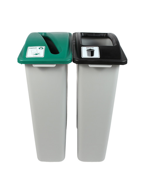 46 Gallon Simple Sort Skinny Trash Can Recycle Bin Combo 8105035-34 (Slot, Waste Openings)