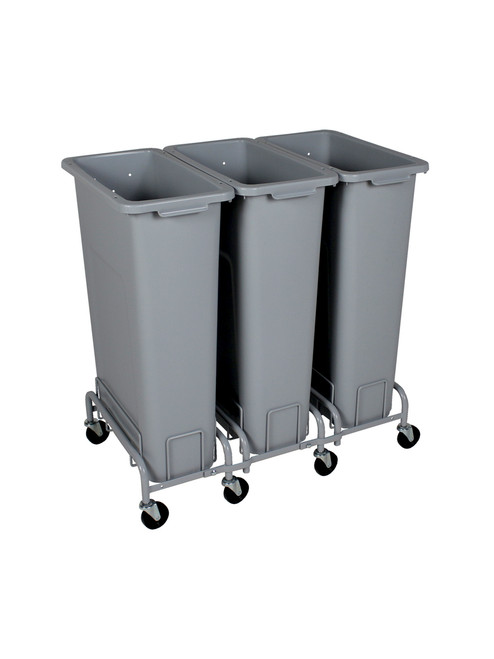 69 Gallon Plastic Skinny Trash Cans with Wheels Combo (4 Color Choices)