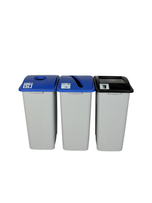 96 Gallon Simple Sort Skinny Recycling Center 8111050-134 (Cans, Paper, Waste)