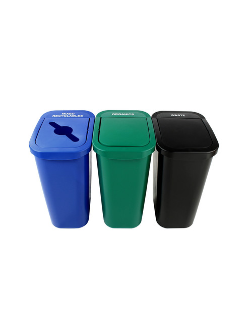 30 Gal. Billi Box Triple Trash Can Recycle Bin Center 8102031-444