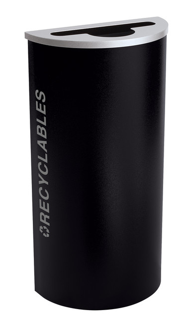 8 Gallon Kaleidoscope Half Round Black Tie Recycle Bin RC-KDHR-R-BT-PBG (Black, Recyclables)