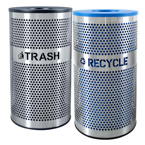 66 Gallon Perforated Stainless Steel Trash Recycle Combo VCT-33 PERF SS/VCR-33 PERF SS 66 Gallon Perforated Stainless Steel Trash Recycle Combo VCT-33 PERF SS/VCR-33 PERF SS