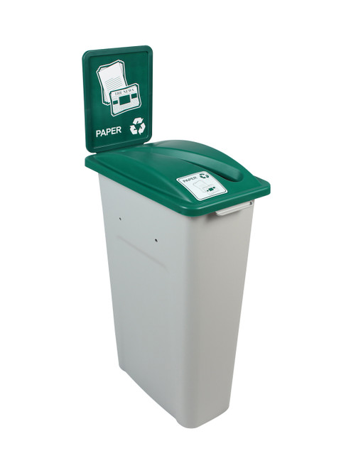 Garbage シングル 23 Gal. Skinny Simple Sort Recycle Bin (Paper, Yellow Lid)