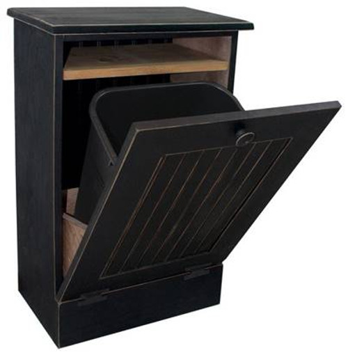 Small Kitchen Tilt Out Wood Trash Can With Shelf Handmade In Pine
