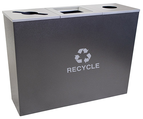 54 Gallon Hammered Charcoal Metro Collection Triple Recycling Receptacle RC-MTR-3 HCCL