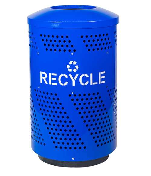 Premium Photo  Metal durable blue industrial trash bin for