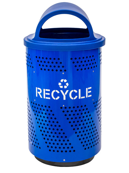 51 Gallon Perforated Painted Steel Outdoor Recycle Bin ARENA-X51 R RBL