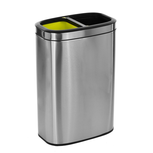 10.5 Gallon Stainless Steel Skinny Open Top Dual Recycle Bin ALP470-R-40L