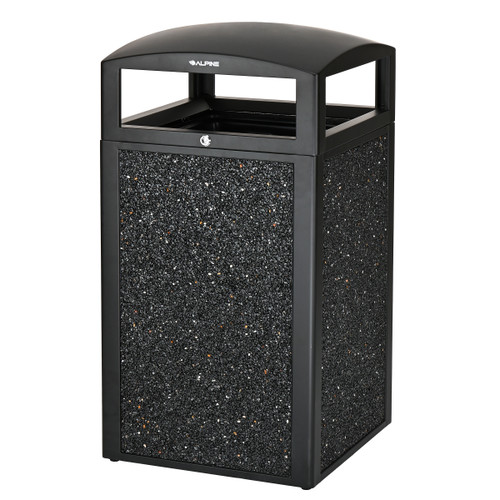 Heavy Duty 40 Gallon All-Weather Trash Container with Gray Stone Panels