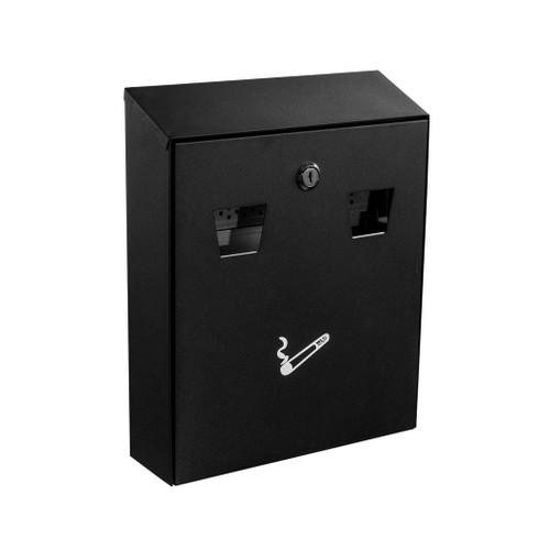 Alpine ALP490-01 BLK Wall Mounted Cigarette Disposal Station With Lock & Keys