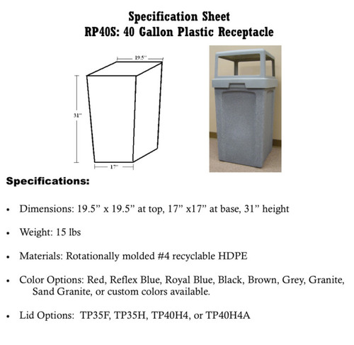 Commercial Zone 25 Gallon Steel Parkview 1 Waste Container - 72740199