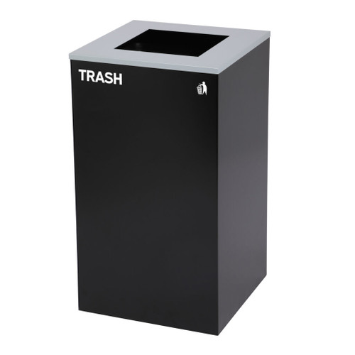 29 Gallon Square Trash/Recycle Bin Recycling Trash Can ALP4450-KIT-BLK Angled
