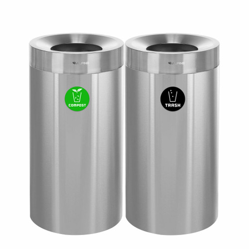 54 Gallon Stainless Steel Waste and Compost Combo ALP475-27-2 (Compost, Trash)