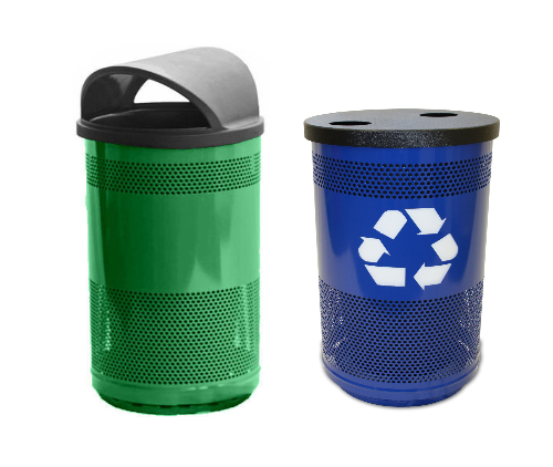 35 Gallon Each Stadium Series SC35-01 Painted Trash Can and Recycle Bin Combo